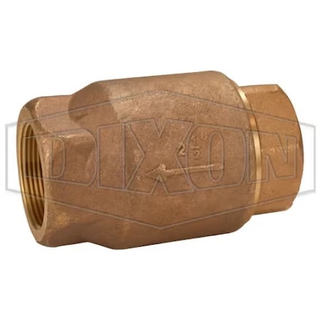 Dixon Ball Cone Check Valve, 2-1/2 in Nominal, FNPT Connection End Style, Brass Body, PTFE Seat Softgoods, 61-109