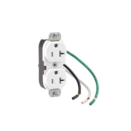 Leviton Duplex Outlet, White 20A, 125V, TR 5340-4W