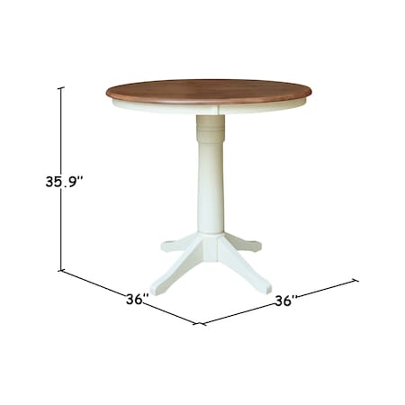 Whitewood Industries Rectangular Fixed Top Pedestal Table, 36 in W, 35.9 in L, 36 in H, Parawood, Hickory/Shell K79-36RT-27B-6B
