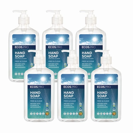 Ecos Pro Liquid Hand Soap, Free and Clear Scent, 17 oz, 6PK PL96636CT