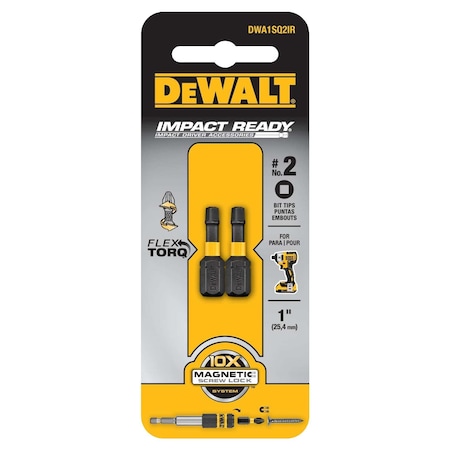 Dewalt 1" Square No. 2 IMPACT READY(R) 2pk DWA1SQ2IR