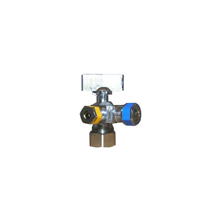 Larsen Supply Co. 3-Way Valve, Chrome, 5/8-O.D. Compression Inlet x 3/8 Compression x 1/4-In. Compression Outlet 06-9353