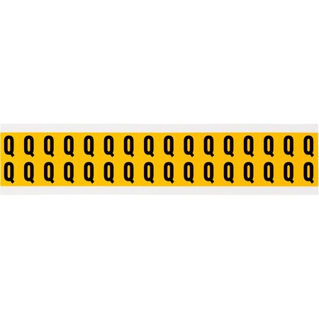Brady Outdoor Vinyl 0.625 in Black on Yellow Letters Q Card of 32 Labels, 32PK 1520-Q