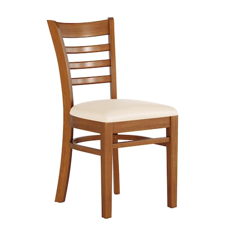 Flash Furniture HERCULES Ladder Back Cherry Wood Restaurant Chair - Tan Vinyl Seat XU-DGW0005LAD-CHY-TNV-GG