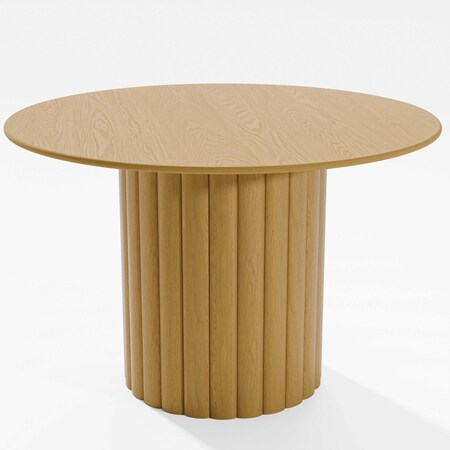 Homeroots 46" Brown Solid Wood Pedestal Base Round Top Dining Table 720983