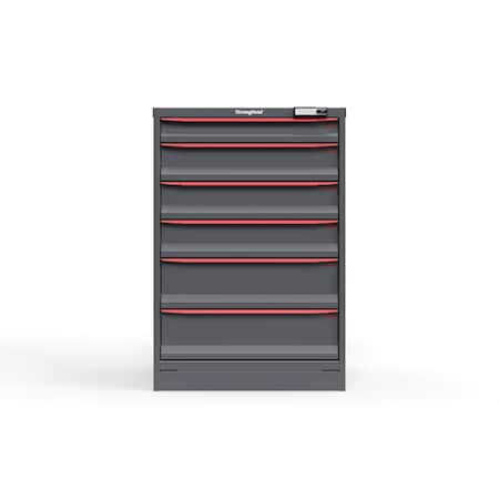 Strong Hold 6 drawer cabinet - (1x 3ft, 3x 5ft, 2x 7ft) - Red accents - Electronic Lock S3044-PPRAS-0601DS
