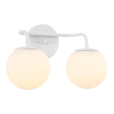 Jonathan Y Louis Parisian Globe 15" 2-Light Metal/Frosted Glass Modern Contemporary LED Vanity Light, White JYL3535D
