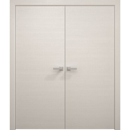 Sartodoors Interior Solid French Double Doors 36 x 80 inches, Ego 5000 Painted White Oak, Wood Interior Solid EGO5000DD-PWO-36