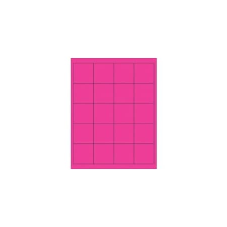 Bubblefast 2 x 2'' Fluorescent Pink Rectangle Laser Labels-20 Labels per Sheet BFLL172PK