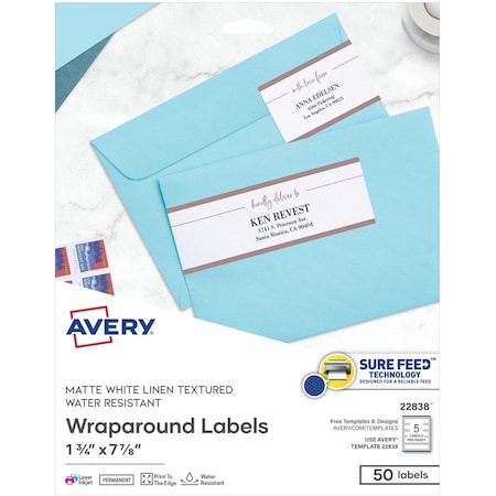 Avery Rectangle Labels, Inkjet/laser Printers, 7.85 X 1.75, Textured White, 10PK 22838