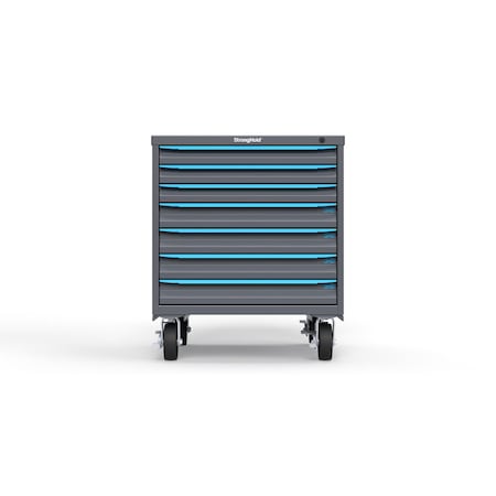 Strong Hold 7 drawer cabinet - (3x 2in, 4x 3in) - Blue accents - Keyed Different S3036-PCDAS-0703FS
