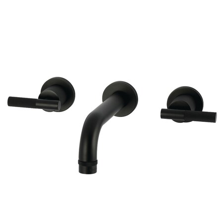 Kingston Brass Double-Handle Wall Mount Bathroom Faucet with Knurled Handle, Matte Black KS8120KNL