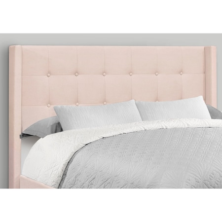 Monarch Specialties Bed, Queen Size, Bedroom, Upholstered, Pink Velvet, Chrome Metal Legs I 6042Q