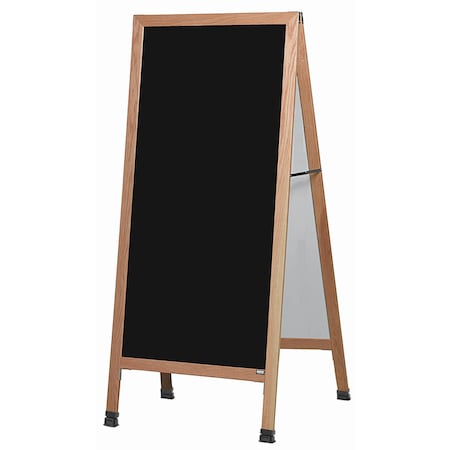 Aarco Extra Large A-Frame Sidewalk Board, Black Melamine Markerboard Solid Red Oak Frame, 68''Hx30''W LA11