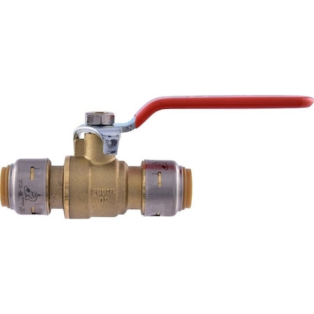 Sharkbite Ball Valve, 1/2 in Connection, Push-Fit, 250 psi Pressure, Brass Body UR22222