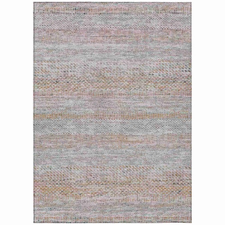 Homeroots 3' X 5' Linen And Gray Striped Washable Indoor Outdoor Area Rug 615668