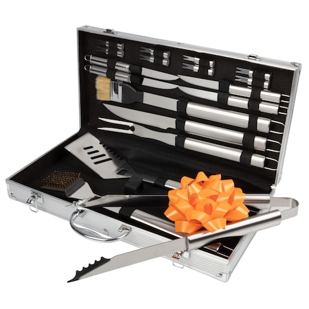 Chef Buddy Stainless Steel BBQ Grill Tools Set with Aluminum Carrying Case Outdoor 19PC 75-4274B