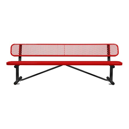 Leisure Craft Bench/Back, Surface Mount, 8ft., Red B8WBSM-RED
