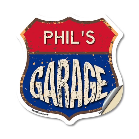 Signmission Phil's Garage, 18 Inch X 18 Inch, Vinyl Decal SHI-D-18-383-PHIL