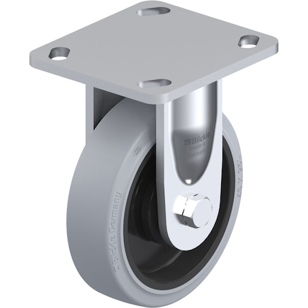 Blickle Rigid Plate Caster, Solid Rubr, 5", 550 lb. BKS-POEV 125KA-14-SG