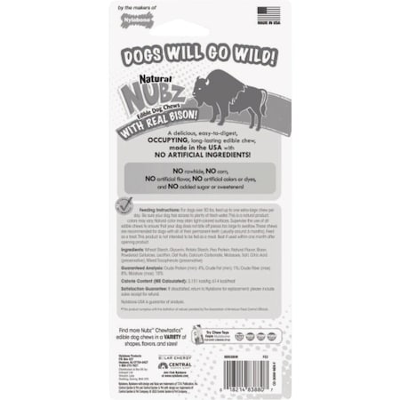 Nylabone Nubz XL Bison Natural Long Lasting Edible Dog Chew NEN305W