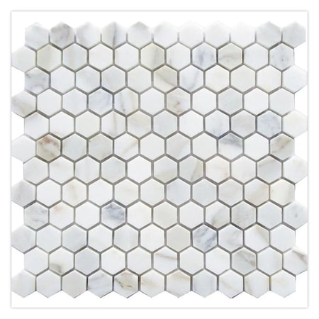 Apollo Tile 11x12 Calacatta Gold Honed Marble Mosaic Hexagon Wall and Floor Tile 4.55 sq ft/case, 5PK APLTSC88G44HA