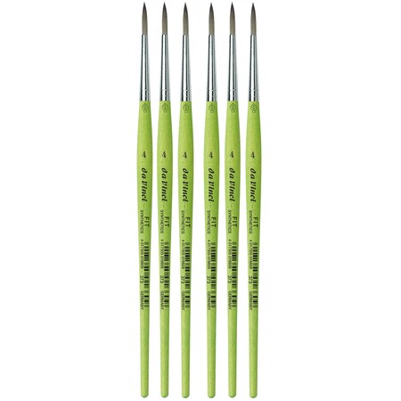 Da Vinci FIT Synthetics Student Brush, Synthetic, Acrylic & Tempera, Round, Series 373, Size 4, 6PK VA-373_4