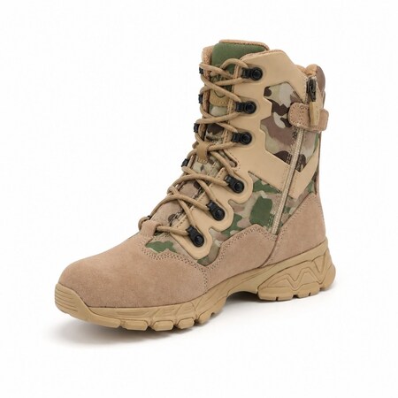Handpoint Mens 8 in Military Tactical Boots-Slip Resistant Combat Work Boots with YKK Side Zipper, 10 AMY1001EE-10