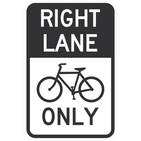 Lyle Right Lane Only (W/Sym), 12x18, Non-Reflective, White G-4599-NA_12x18