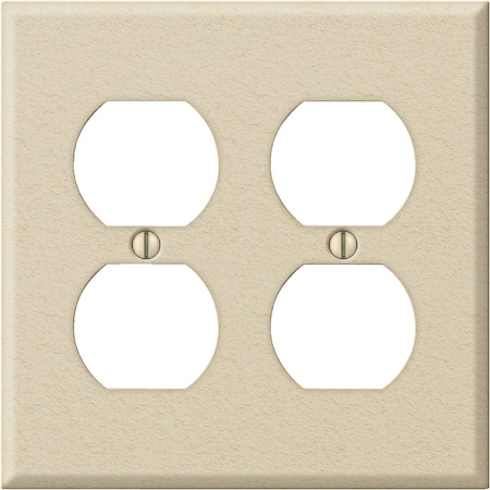 Amerelle PRO 2-Gang Stamped Steel Outlet Wall Plate Ivory Wrinkle C982DDIV