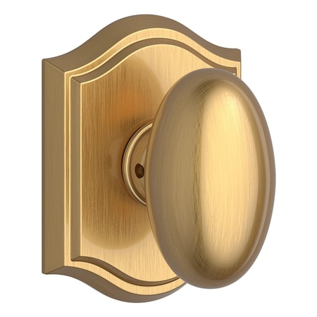 Baldwin Full Dummy Ellipse Knob and Traditional Arch Rose Lifetime Satin Brass Finish FDELLTAR044