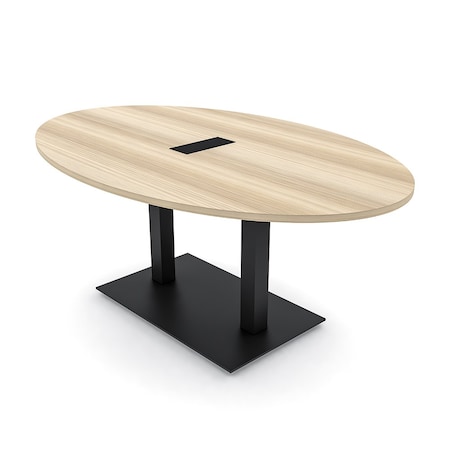 Skutchi Designs Oval Conference Table With Power Unit, 48 in W, 72 in L, Brown HAR-OVL-48X72-DOU.BK-K525-EBLK