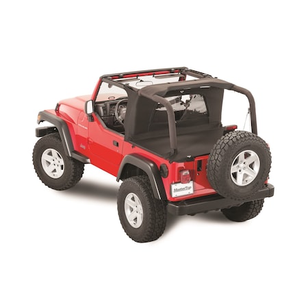 Mastertop Covers Rear Cargo Area, Black, MasterTwill Fabric, With Rear Zip Down Window Wind Stopper 14454224