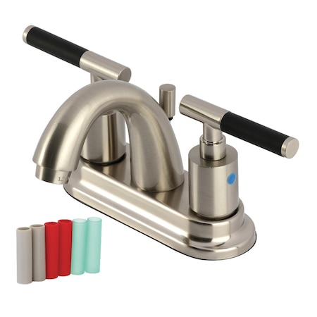 Kingston Brass Double-Handle 4" Centerset Bathroom Faucet with Pop-Up Drain, Brushed Nickel KB8618CKL