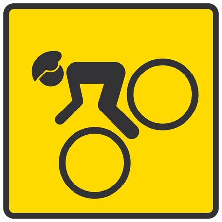 Lyle Man Riding Bike Symbol, 24x24, Engineer Grade, Yellow G-12908-EG_24x24