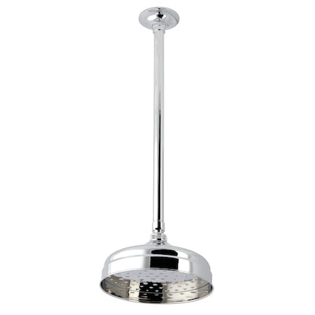 Kingston Brass 8" Round Brass Shower Head with 17" Ceiling Mounted Shower Arm, Polished Chrome K124K21
