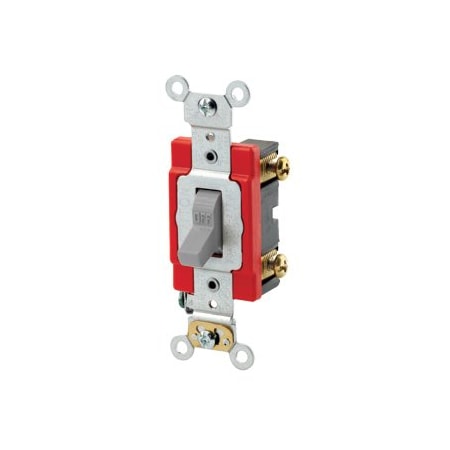 Leviton Toggle Switch, 20 Amp, 120/277 Volt, Gray 1221-2GY