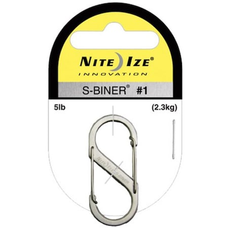 Nite Ize S-Biner Series Dual Carabiner, No 1 Dia Ring, Stainless Steel, Black SB1-2PK-01
