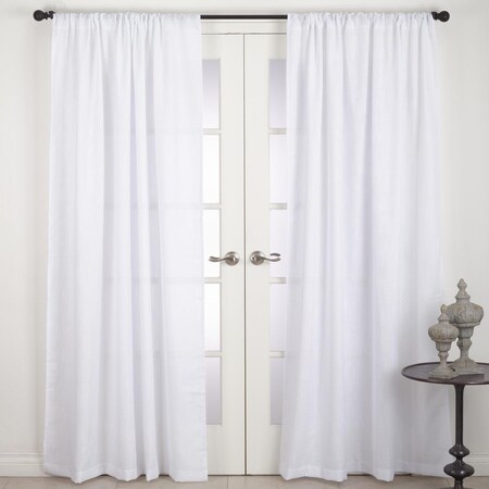 Doba-Bnt SARO  54 x 84 in. Nali Rod Pocket Semi Sheer Window Curtain Panel  White SA3211003