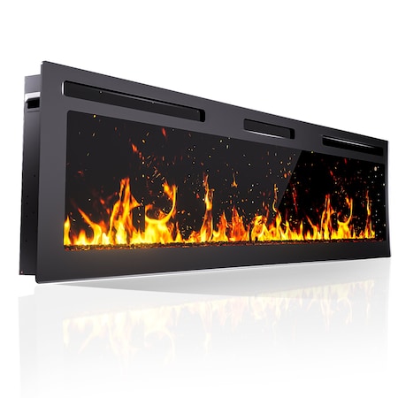 Edendirect 50 in. 5100BTU Indoor Metal Black Wall Mount Electric Fireplace, 750/1500W, Remote ZR-DBLS50D