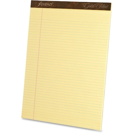 Esselte Gold Fibre Legal Pad, 8-1/2" x 11-3/4", Wide Ruled, Canary, 50 Sheet/Pad, 12 Pads/Pack 20020