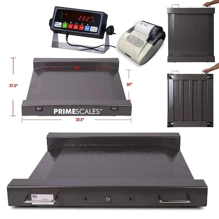 Prime Systems Drum Floor Scale Easy Ramp Access 1000 lb x 0.2 lb with PS-35 Thermal Printer PS-1KRAW-PS-35