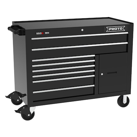 Proto 550 Series Rolling Cabinet, 8 Drawer, Black, Steel, 50 in W x 25-1/4 in D x 41 in H J555041B-8BK-2S