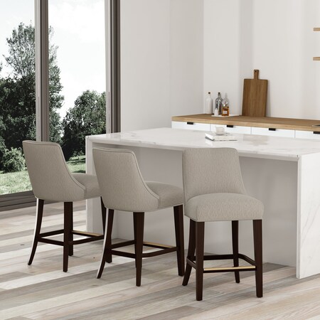 Manhattan Comfort Beever Counter Stool  in Taupe - Set of 3 3-CS024-TP