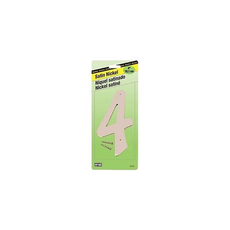 Hy-Ko SN-40 Series House Number, Character: 4, 4 in H Character, Zinc SN-40/4