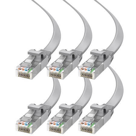 Maximm Cat6 Flat Ethernet Cable 30ft, 6PK, Gray, 6PK CAT6F-30FTGRAY6PK