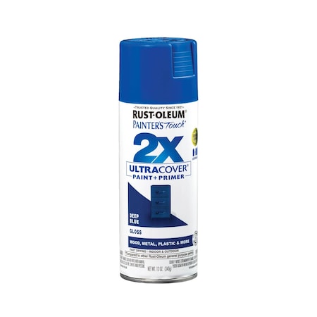 Rust-Oleum General Purpose Spray Paint, Deep Blue, Gloss, Solvent, 12 Oz 334032