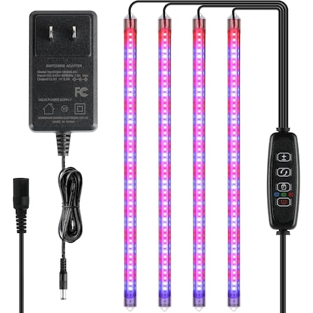 Ipower LED Grow Light Strips Full Spectrum for Indoor Plants with Auto ON/Off 3/9/12H Timer, 10 Dim GLLEDXSTRIPS60T