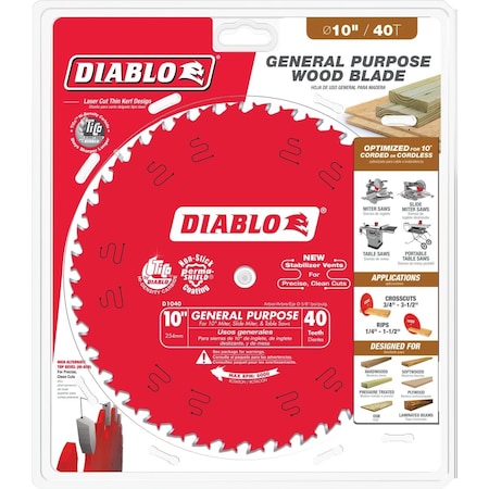 Diablo 10'' 40-Tooth General Purpose Circular Saw Blade D1040X