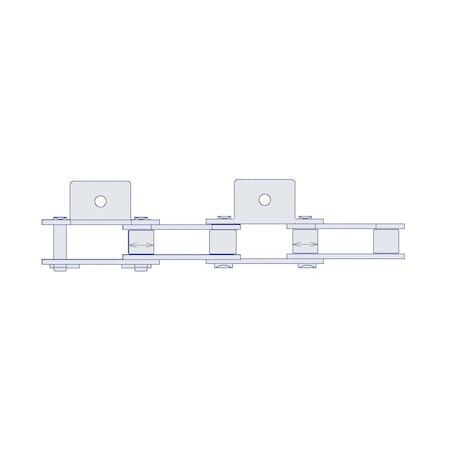 Hkk Chain HKK Double Pitch Riv Standard Conveyor w/A-1 Att Every 2nd P on Pin Link, 2 P, 5/8 Dia x 5/8 W DC080RA1E2P